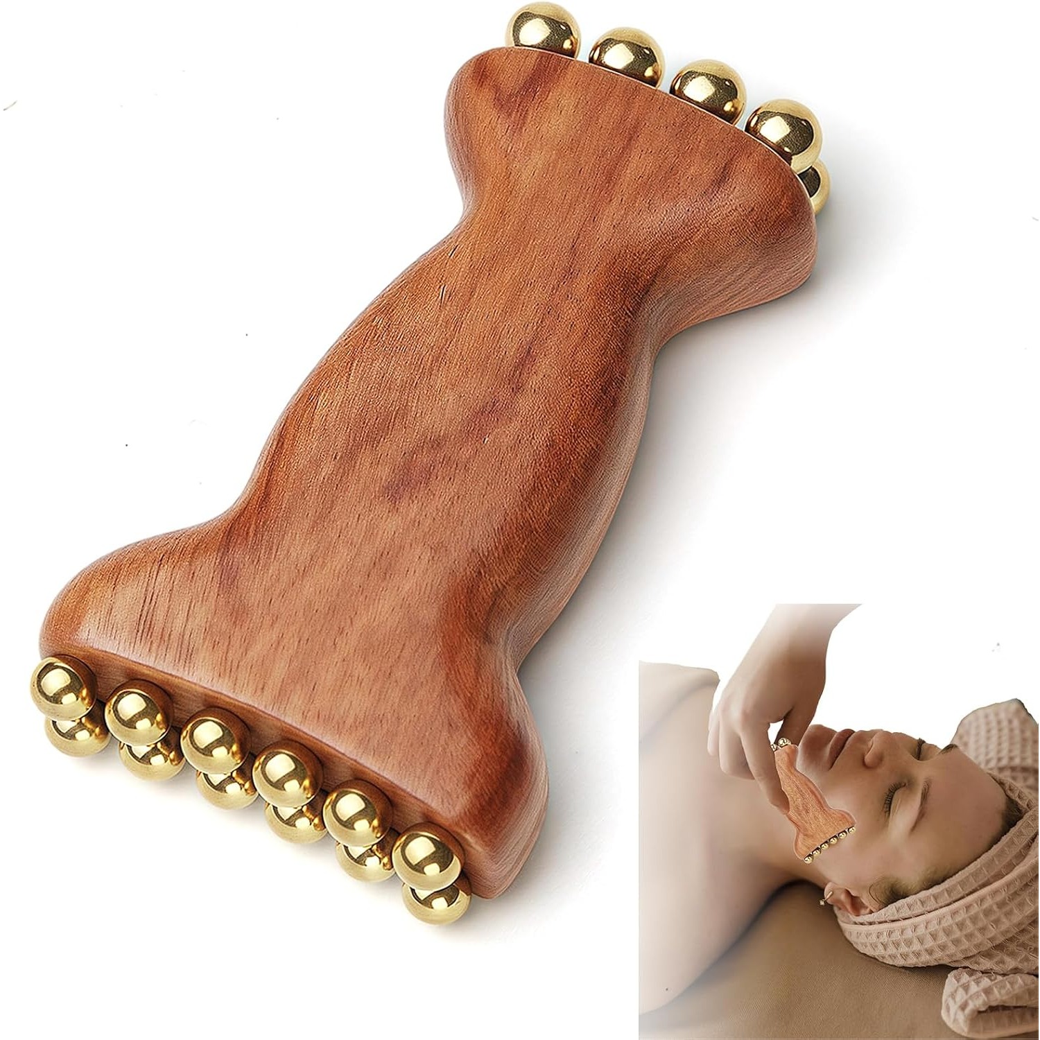 Skincare Glowing - Brass gezichtscontourroller van massief metaal, huidverzorgingshulpmiddel