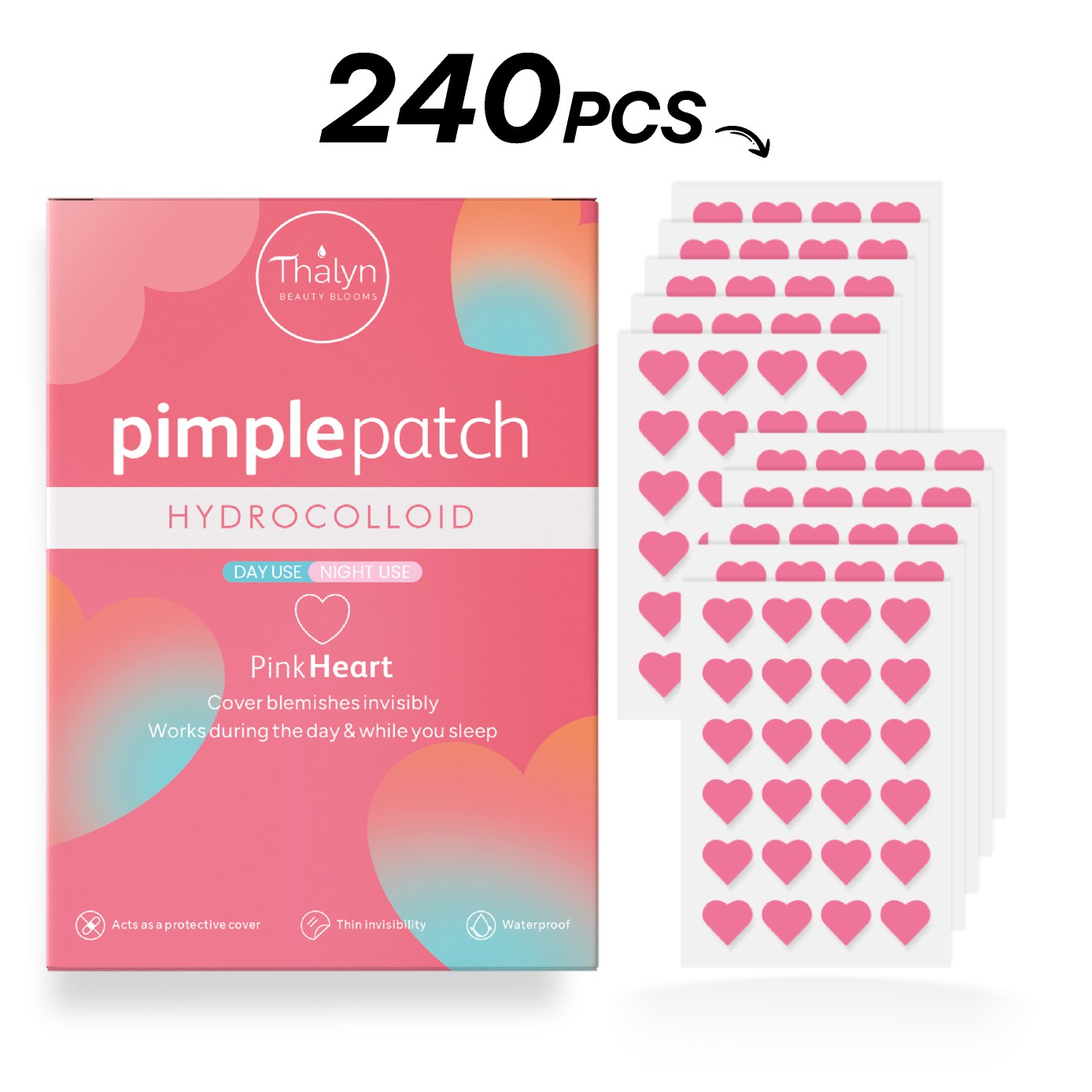 Skincare China - 240 stuks roze hartvormige puistpleisters, schattige