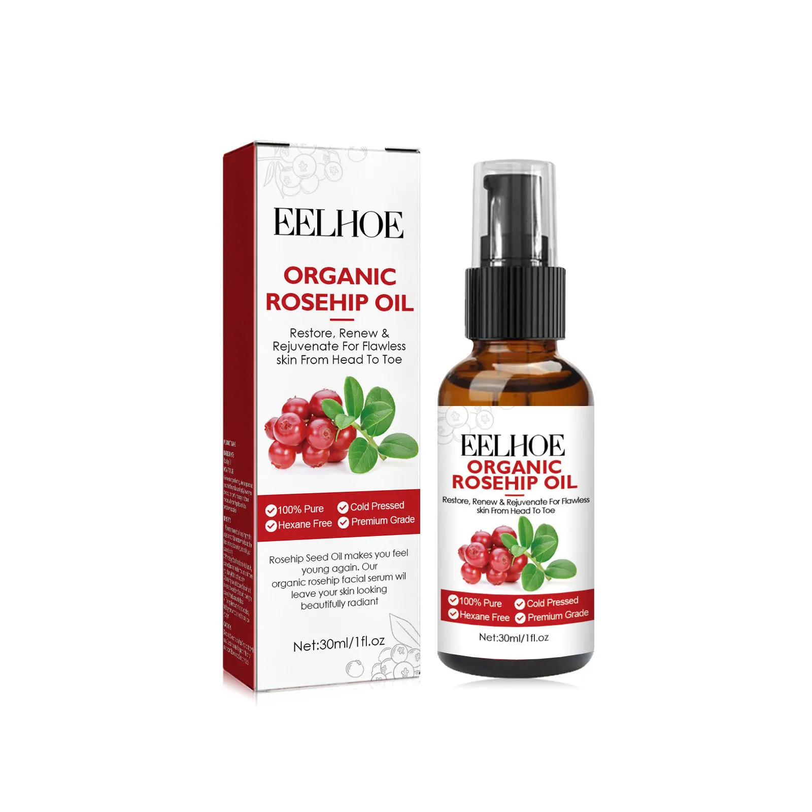 30ml Rozenbottelolie Gezichtss - Face Oil Rosehip recensie en prijs